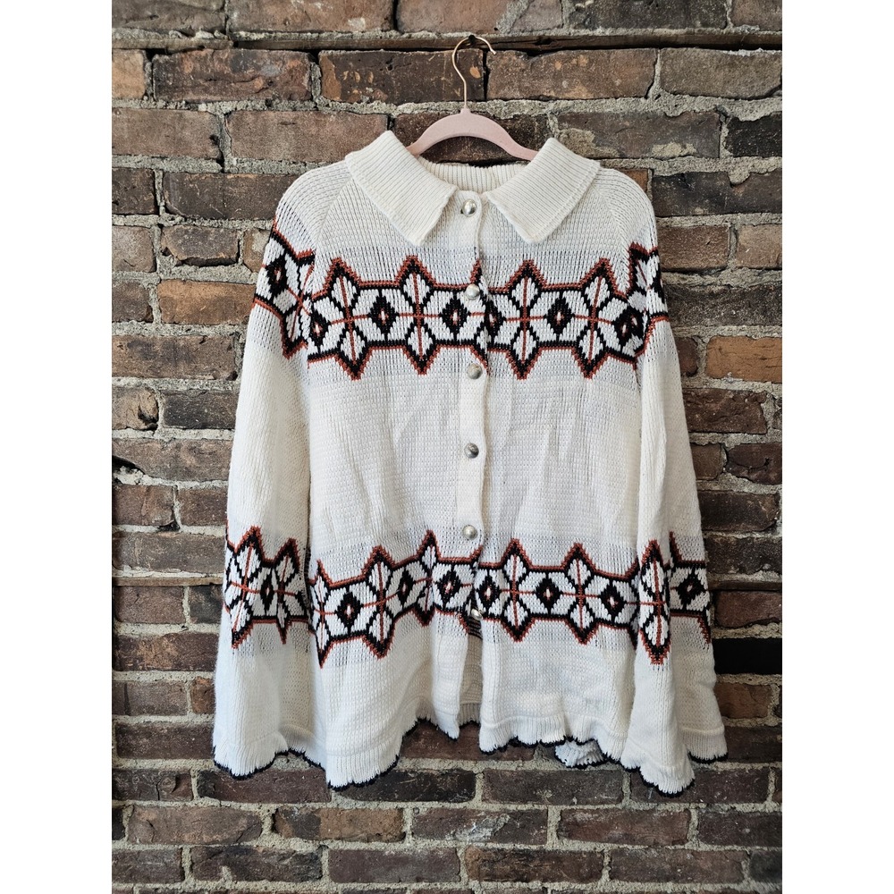 Vintage‎ Montgomery Ward Geometric Poncho Shawl Cape See Measurements
